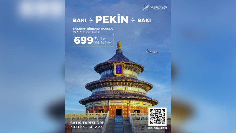 AZAL-dən Bakı - Pekin - Bakı biletlərinə endirim edilib