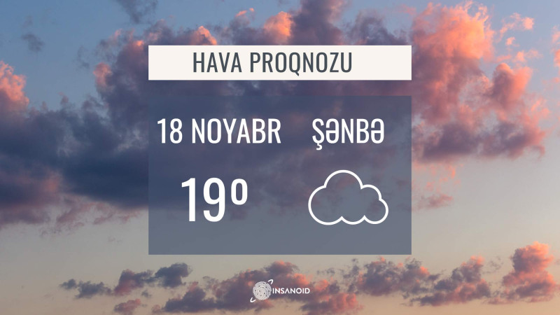 Şənbə günü gündüz 14-19 dərəcə isti olacaq