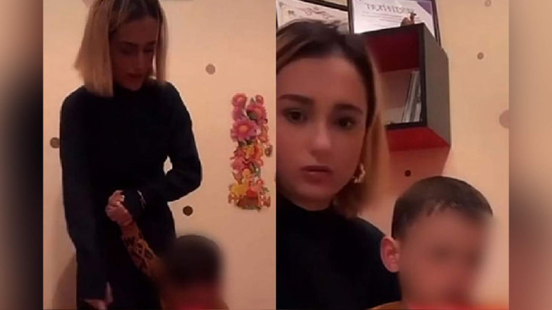 Bakıda loqoped canlı yayım açaraq uşaqla kobud davranıb - VİDEO