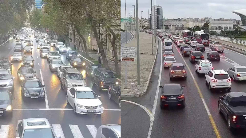 Bakı: bir sıra küçə və prospektlərində tıxac yaranıb - SİYAHI