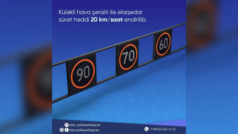 Güclü küləyə görə Zığ dairəsi - Hava Limanı yolunda sürət həddi endirilib