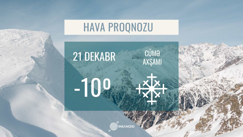 Sabah dağlarda 10° şaxta olacaq