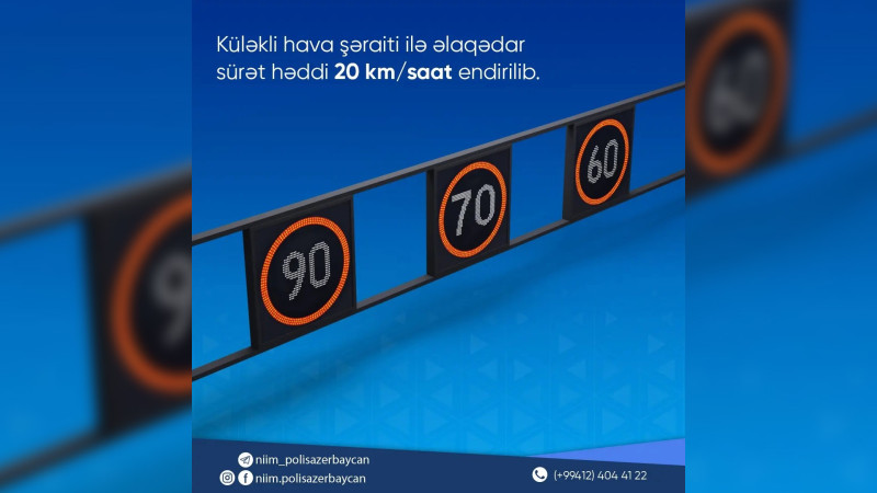 Küləyə görə Zığ yolunda sürət həddi endirilib