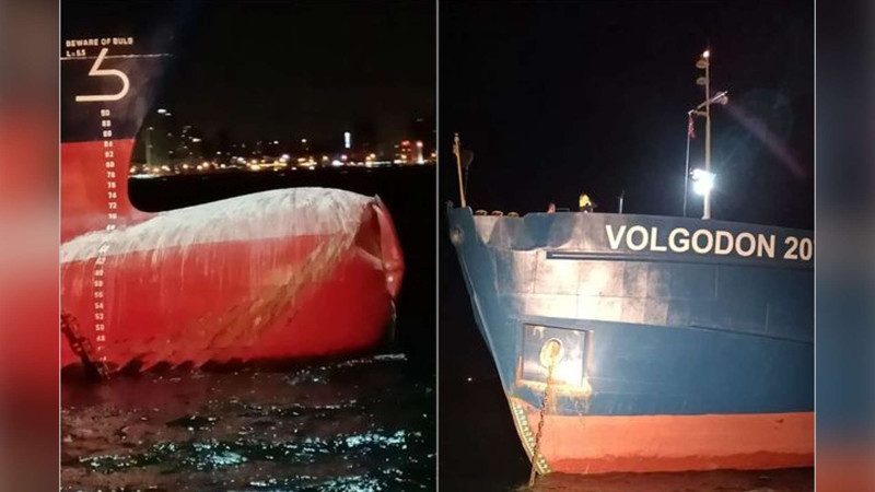 İstanbul sahillərində iki yük gəmisi toqquşub - FOTO