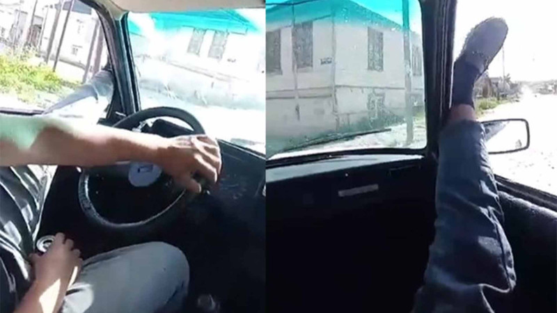 Ayaqlarını pəncərədən çıxaran sürücü və sərnişin həbs edildilər