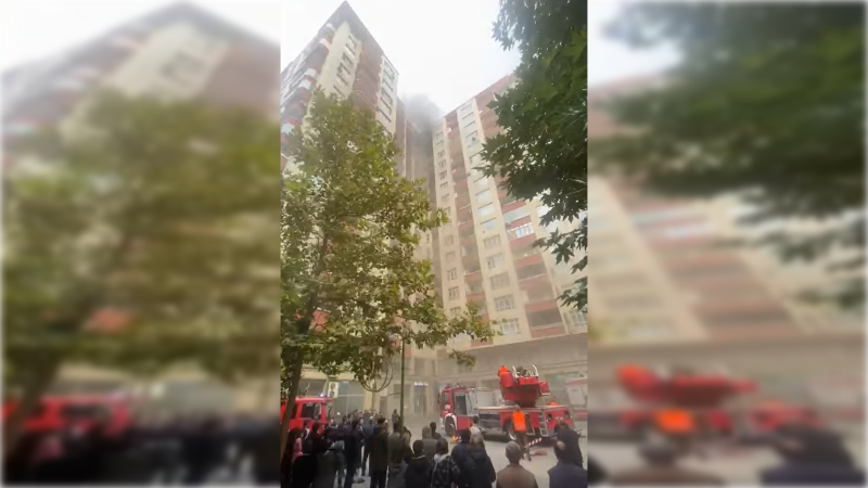Bakıda yaşayış binasında yanğın söndürülüb, 12 nəfər tüstüdən zəhərlənib - VİDEO - YENİLƏNİB-3