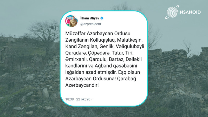 44 günlük Vətən müharibəsinin xronikası - 22 oktyabr 2020-ci il