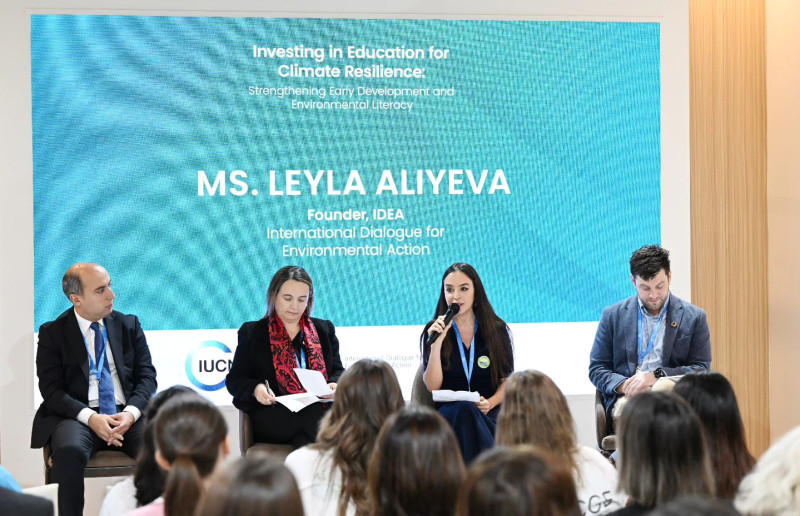 Leyla Əliyeva COP29-da gənclərin ekoloji təhsilinin əhəmiyyətini vurğuladı