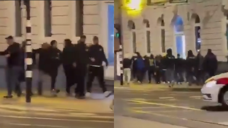 Amsterdamda futbol oyunu kütləvi dava ilə bitdi - VİDEO