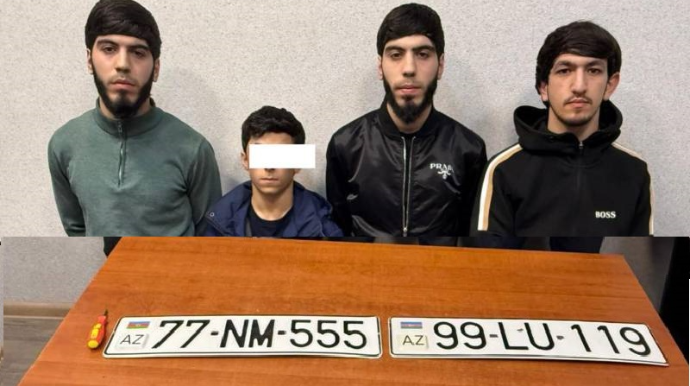 Polis maşın nömrəsi oğurlayan Limonçik Əlini və dostlarını saxladı - FOTO