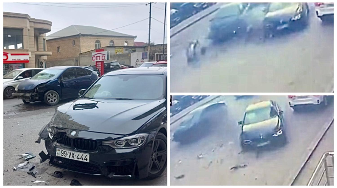 Yola baxmadan geriyə dönən “Prius” sürücüsü “BMW”yə çırpıldı - VİDEO