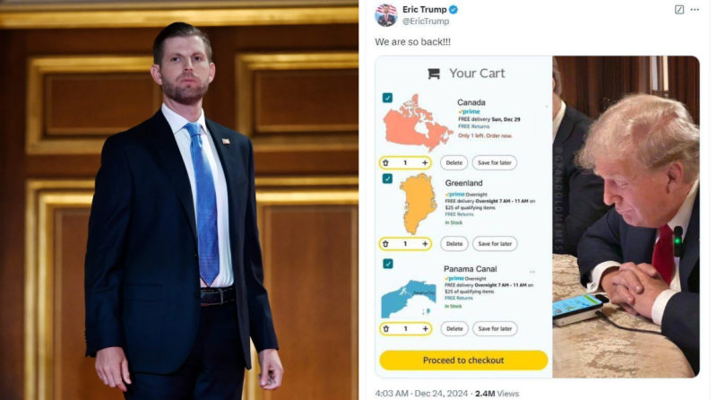 Trampın oğlu Erik gələcək Amerikanın “qaytarılacaq” torpaqlarından bir səbət toplayıb