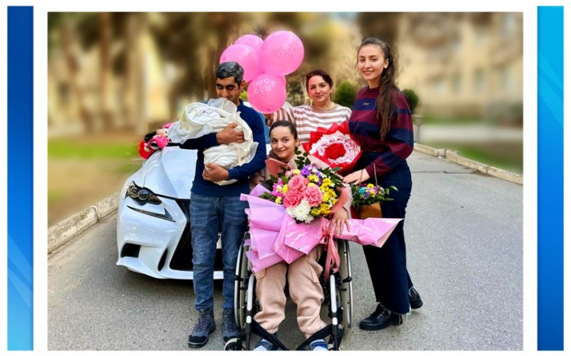 Serebral iflic olan I qrup əlil qadın ana olub