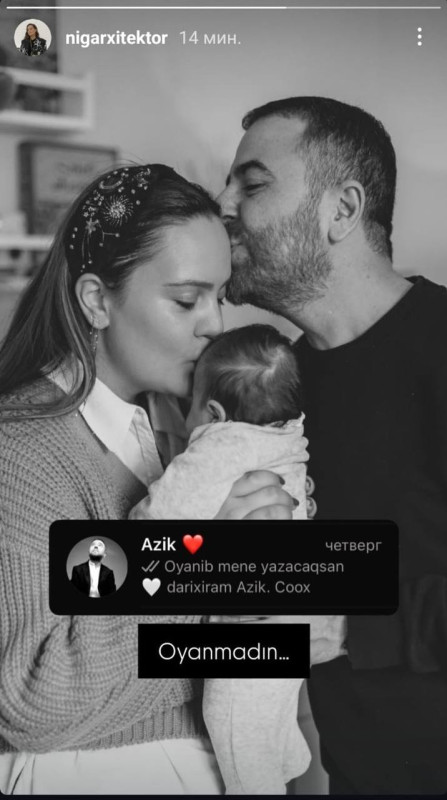 Azər Baxşəliyevin yoldaşı onunla bağlı paylaşım edib
