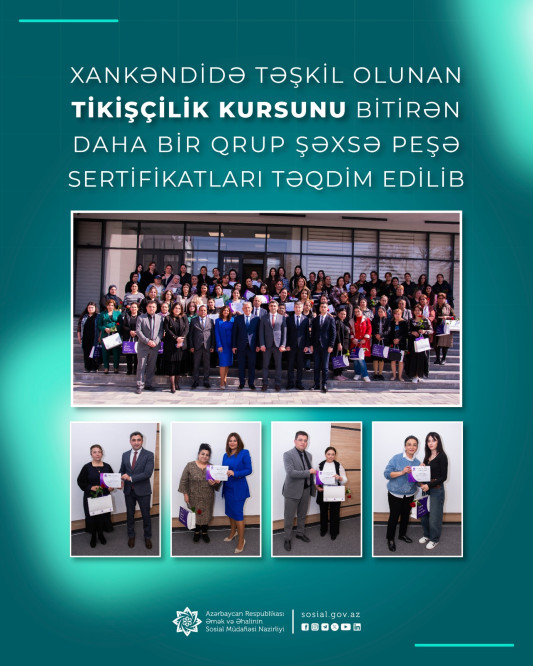Xankəndidə tikişçilik kursu məzunlarına sertifikat verilib
