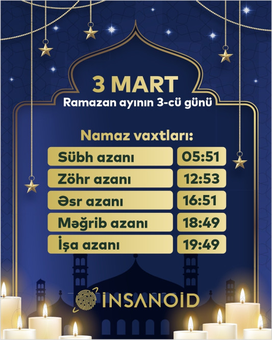 Sabah Ramazan ayının üçüncü günüdür - NAMAZ VAXTI/FOTO