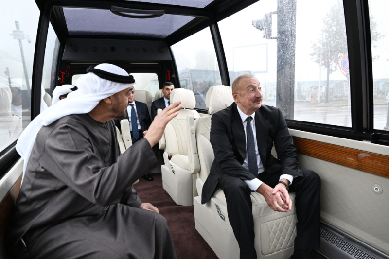 Prezident İlham Əliyev və Prezident Şeyx Məhəmməd bin Zayed Al Nəhyan Yeni Şuşa məscidində tikinti işlərinin gedişi ilə tanış olublar