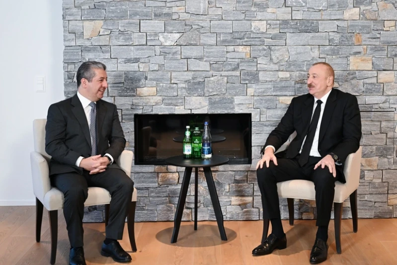 Prezident İlham Əliyev Davosda İraq Kürdüstan Regionunun Baş naziri ilə görüşüb