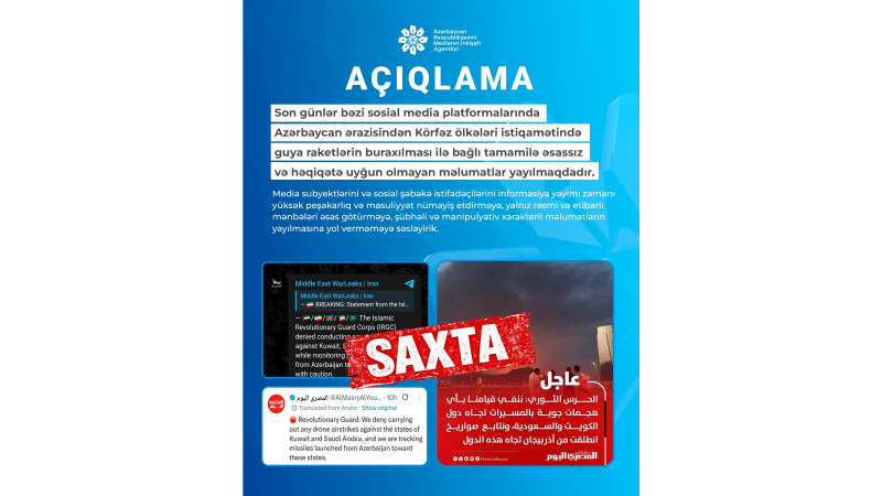 MEDİA: Azərbaycandan Körfəz ölkələri istiqamətində raketlərin buraxılması ilə bağlı xəbərlər əsassız