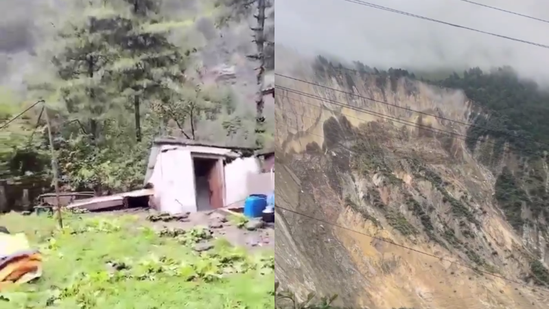 Nepalda növbəti dəhşət, nəhəng sürüşmə dağı çaya aşırdı - VİDEO