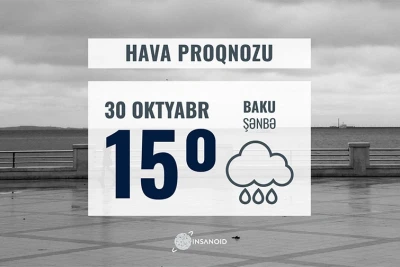 Şənbə günü Bakıda 15° isti olacaq: yağış yağacaq