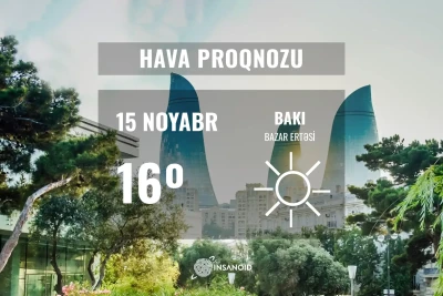 Günün hava şəraiti: 16° isti olacaq