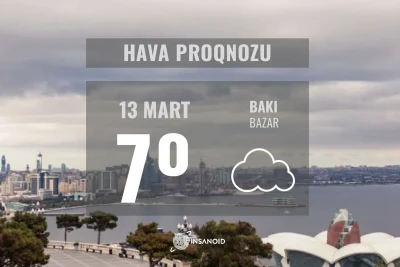 Bazar gününün havası: 7° isti olacaq
