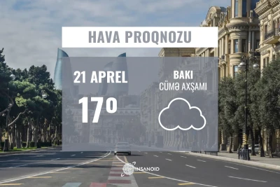 Aprelin 21-də hava buludlu olacaq: 17° isti olacaq