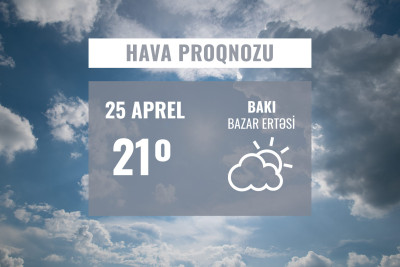 Günün hava proqnozu: 21° isti olacaq