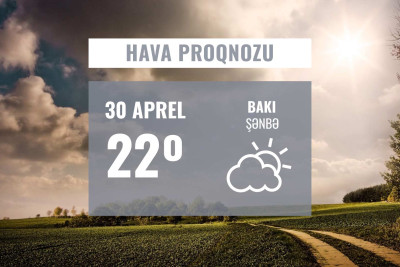 Aprelin son gününə olan hava proqnozu: 22° isti olacaq