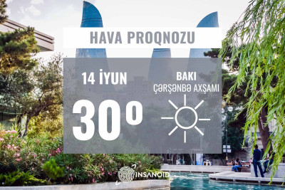 İyunun 14-nə olan hava proqnozu: 30° isti olacaq