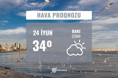 Cümə günü hava küləkli keçəcək, 34° isti olacaq