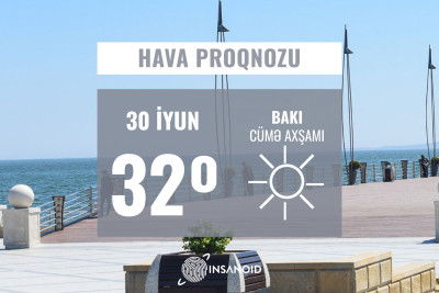 İyunun 30-da Bakıda 32° isti olacaq, şimal-qərb küləyi əsəcək