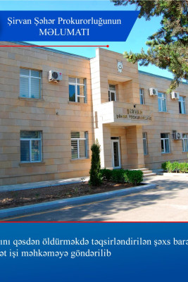 Şirvanda bacısını öldürən şəxsin cinayət işi məhkəməyə göndərilib