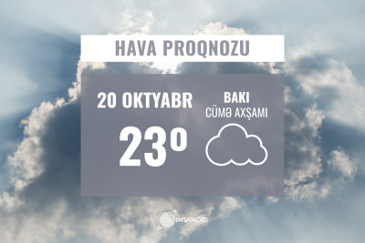 Oktyabrın 20-nə gözlənilən hava: səhər bəzi yerlərdə duman olacaq