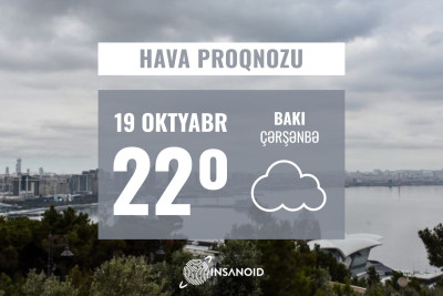 Çərşənbə gününə olan hava: 22° isti olacaq