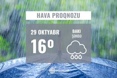 Şənbə günü hava yağışlı olacaq