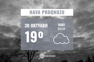 Bazar gününə olan hava: 19° isti olacaq
