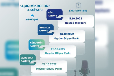 "Azəriqaz" İB: bir neçə rayonda “Açıq mikrofon” aksiyası keçiriləcək