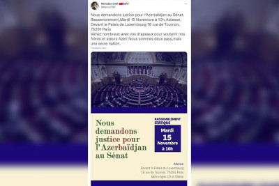 Fransadakı türk diasporu noyabrın 15-də Azərbaycana dəstək aksiyasında iştirak etməyə çağırıb