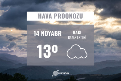 Günün hava şəraiti: 13° isti olacaq