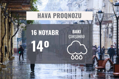 16 noyabr hava proqnozu : Sabah hava yağışlı keçəcək, cənub-şərq küləyi əsəcək