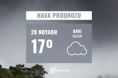 Bazar gününə olan hava: 17° isti olacaq