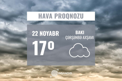 Noyabrın 22-də havanın temperaturu 17° isti olacaq