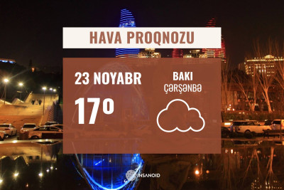 Çərşənbə gününə olan hava: 17° isti olacaq