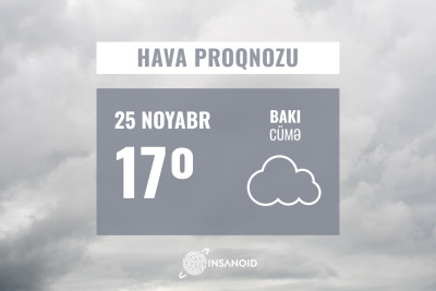 25 noyabr hava proqnozu Cümə günü 17° isti olacaq