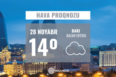 Bu gün hava buludlu olacaq, 14° isti olacaq
