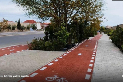 Buzovna-Mərdəkan yolu üzərində velosiped yolları inşa edilib