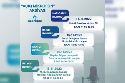"Azəriqaz" İB-nin "Açıq mikrofon" aksiyaları keçiriləcək