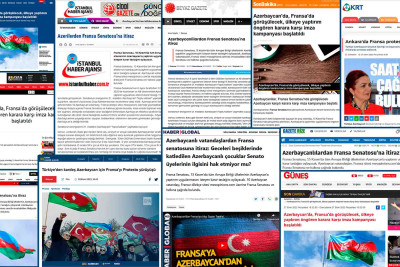 Türkiyənin KİV-ləri Fransa senatı və xalqına yönəlmiş petisiyanı dəstəkləməkdə davam edir